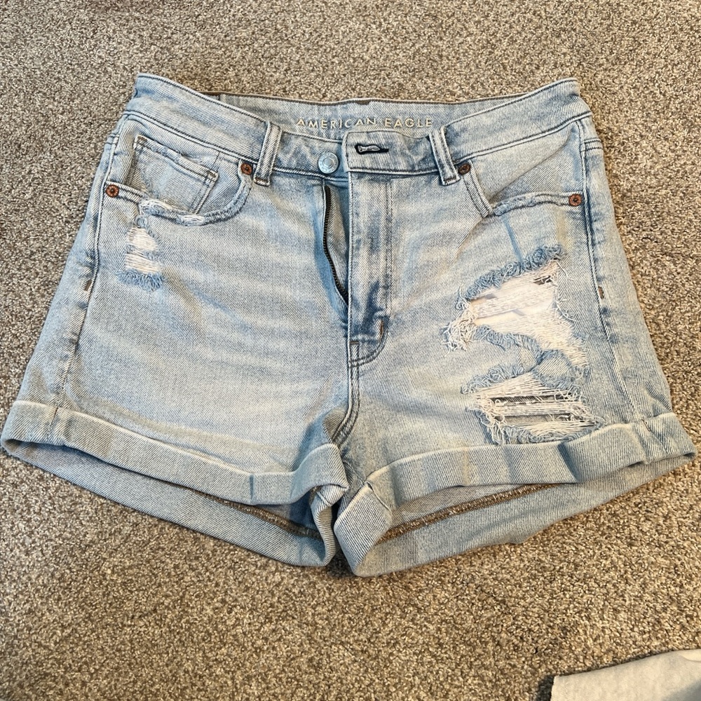 American Eagle Outfitters Distressed Light Blue Jean Shorts